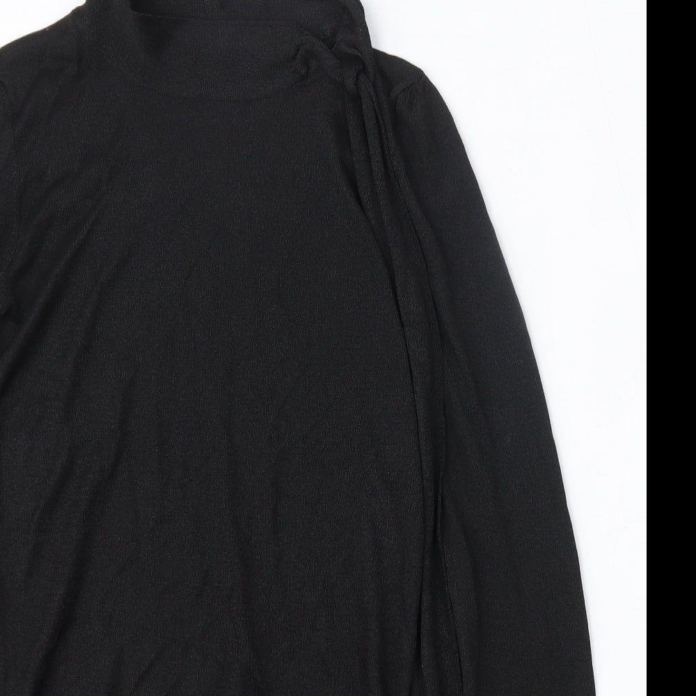 Zara Knit Womens Black Round Neck  Viscose Pullover Jumper Size S