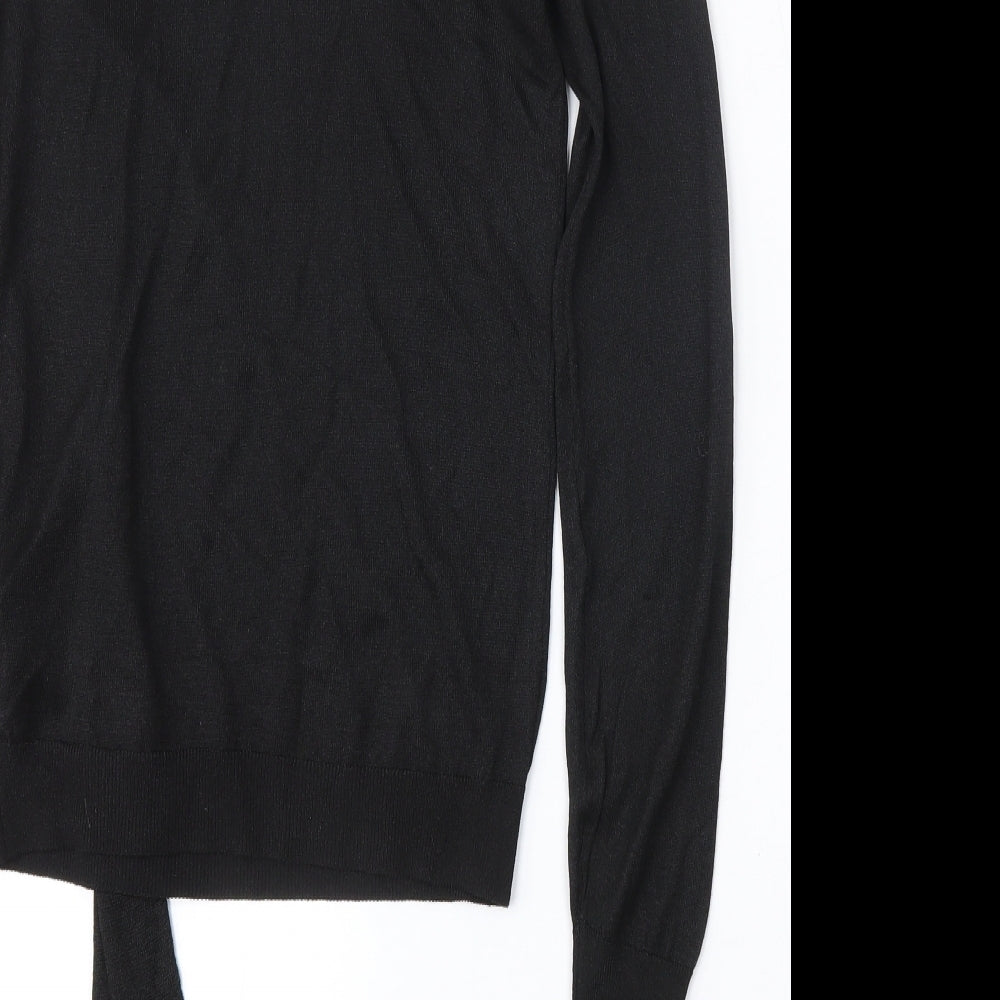 Zara Knit Womens Black Round Neck  Viscose Pullover Jumper Size S