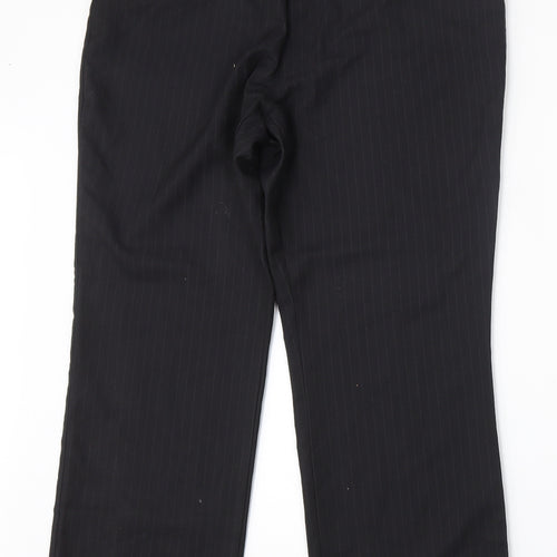 Henri Ross Mens Black Striped Polyester Trousers  Size 36 L29 in Regular  - short leg
