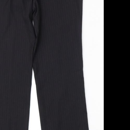 Henri Ross Mens Black Striped Polyester Trousers  Size 36 L29 in Regular  - short leg
