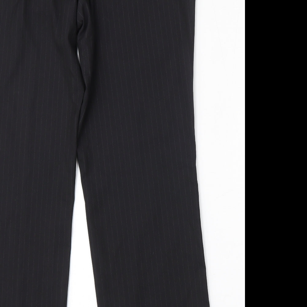 Henri Ross Mens Black Striped Polyester Trousers  Size 36 L29 in Regular  - short leg