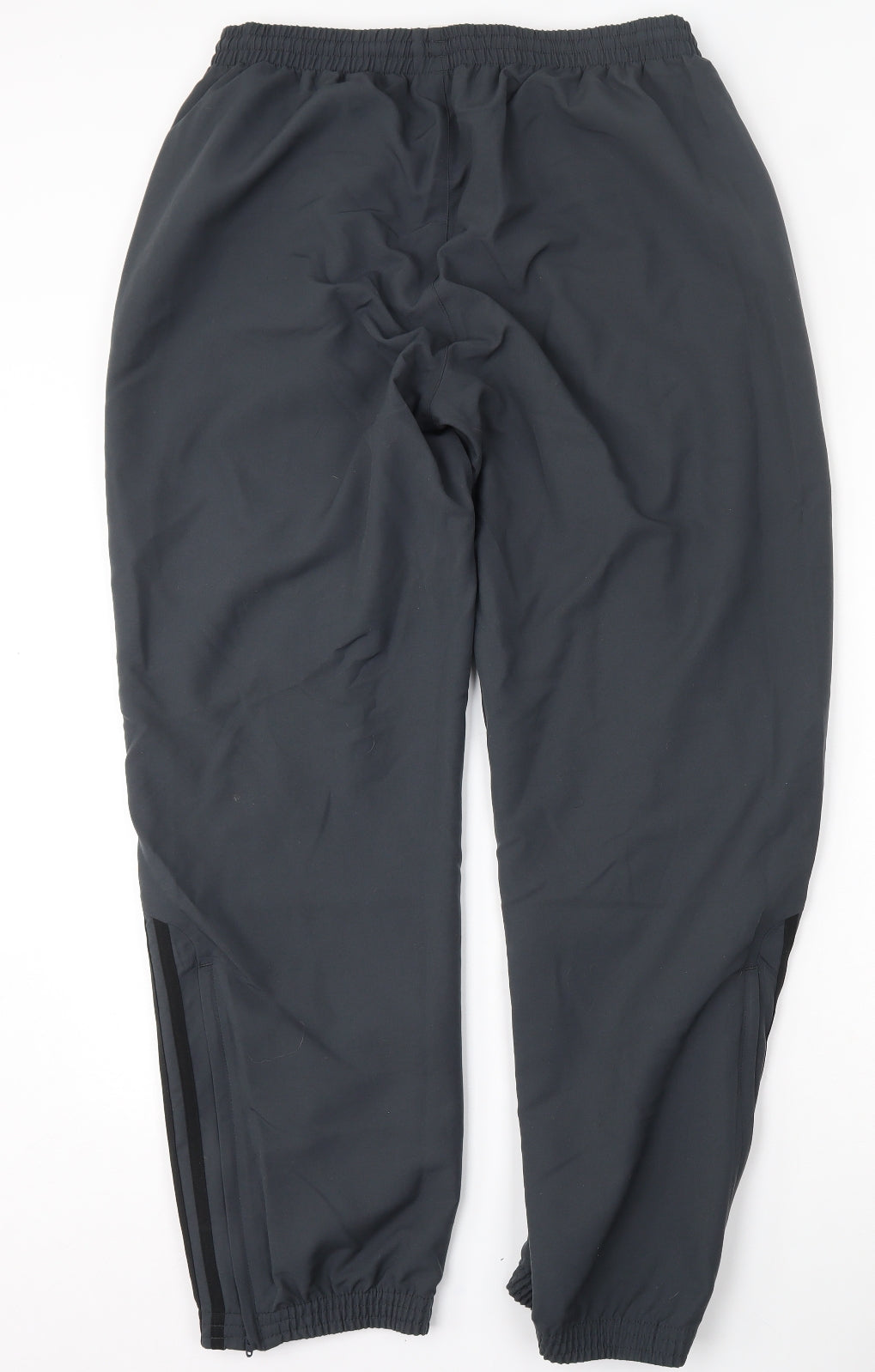 adidas Mens Grey Striped Polyester Jogger Trousers Size L L30 in Regular