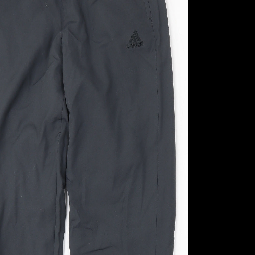 adidas Mens Grey Striped Polyester Jogger Trousers Size L L30 in Regular