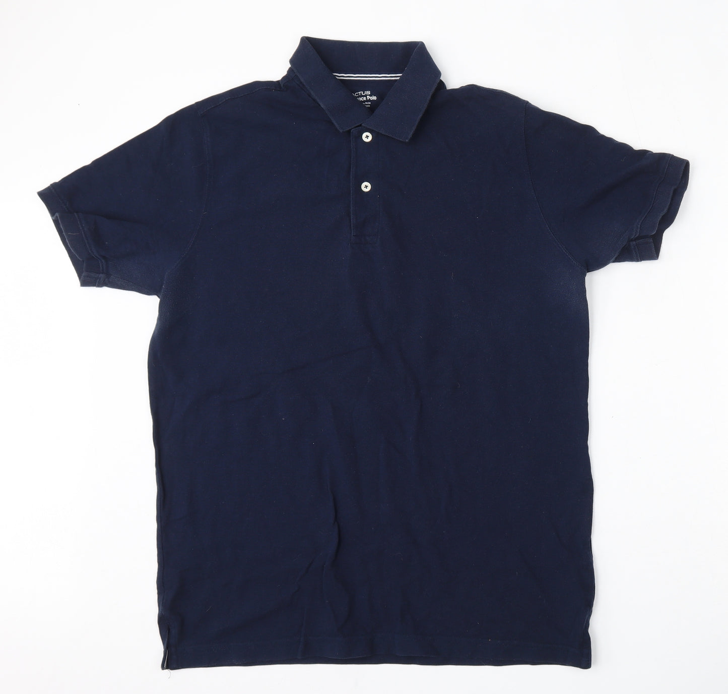 Cactus Mens Blue  Cotton  Polo Size M Collared Button