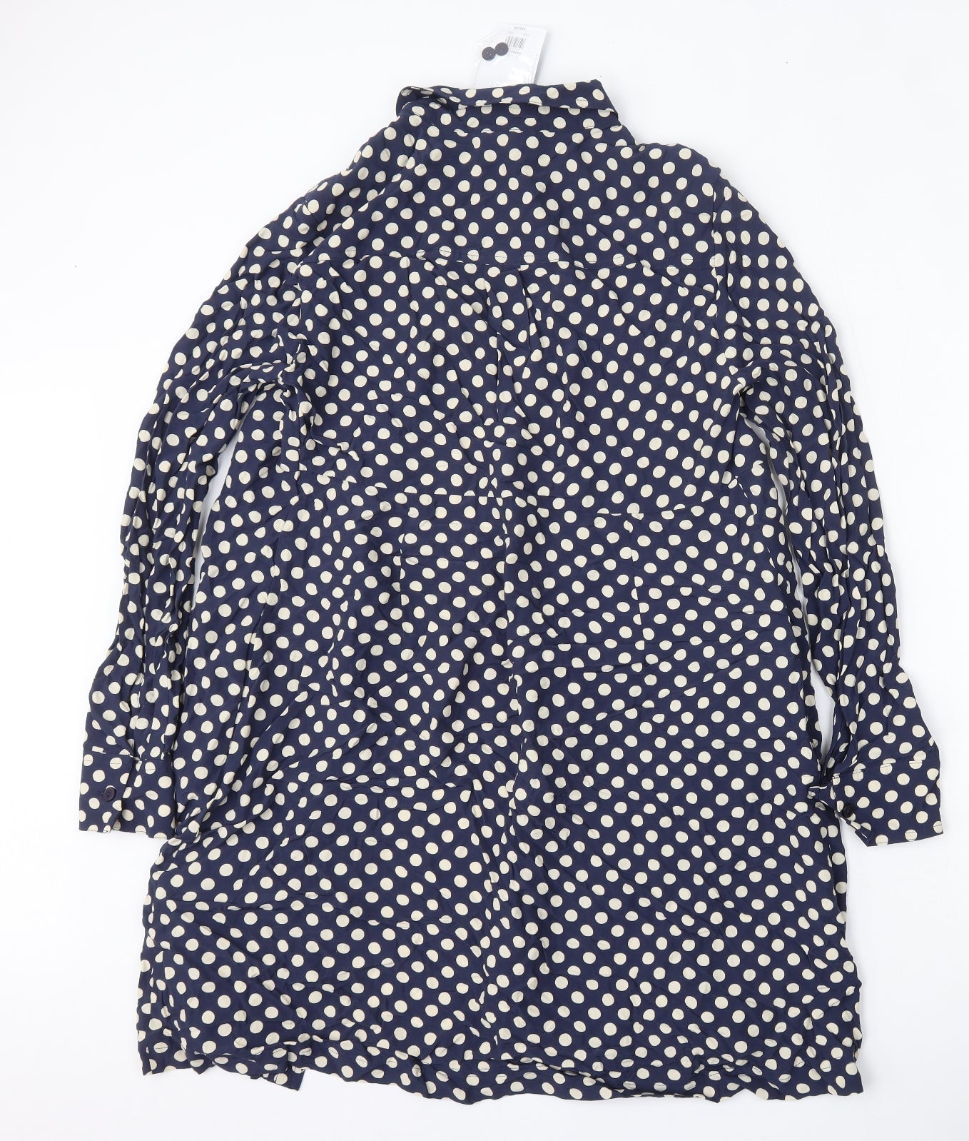 Topshop Womens Blue Polka Dot Viscose Basic Button-Up Size 14 Collared - Maternity Shirt Dress