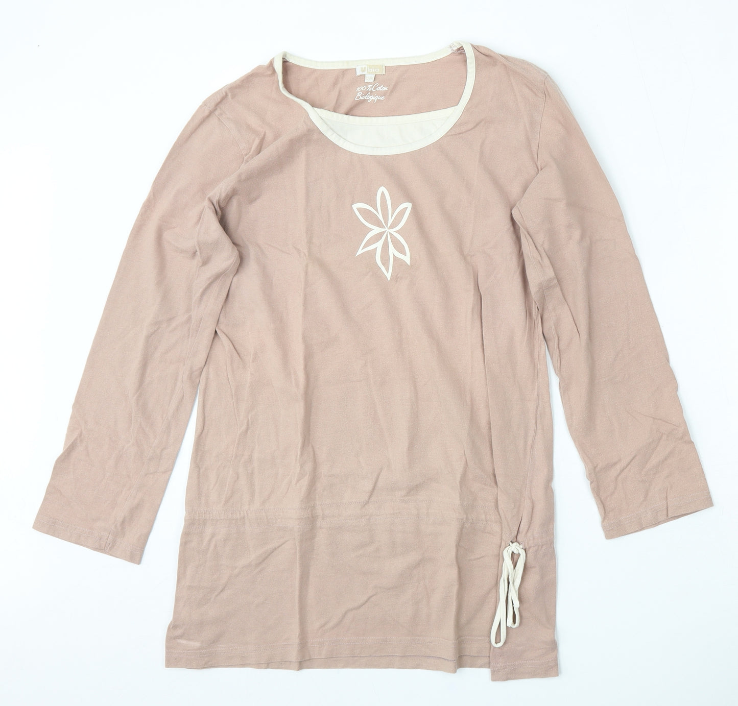 Biologique Womens Pink  Cotton Basic T-Shirt Size 14 Round Neck