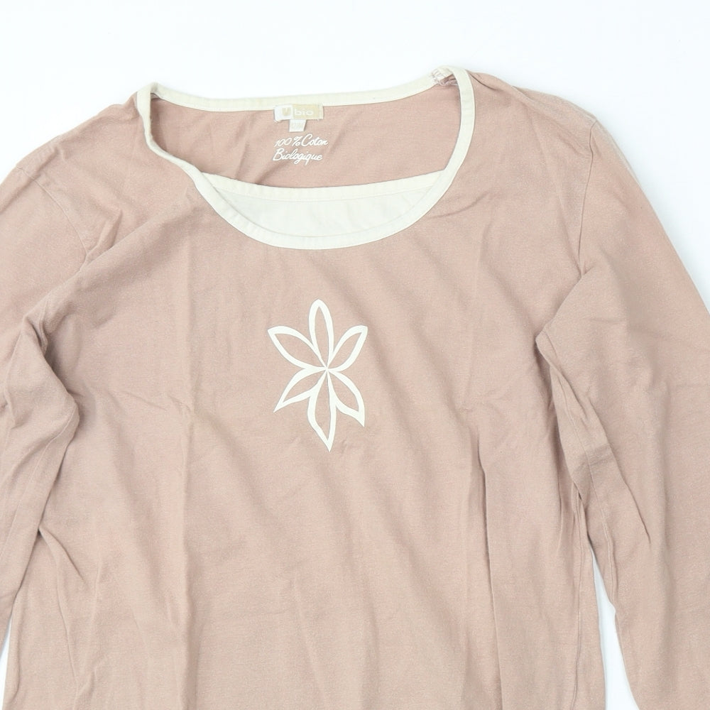 Biologique Womens Pink  Cotton Basic T-Shirt Size 14 Round Neck