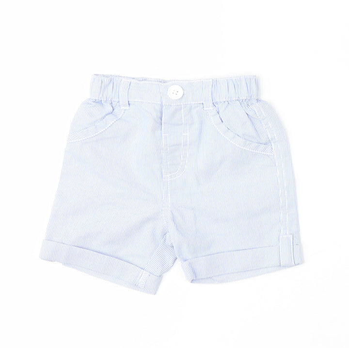 George Girls Blue Striped Cotton Cropped Trousers Size 6-9 Months  Button