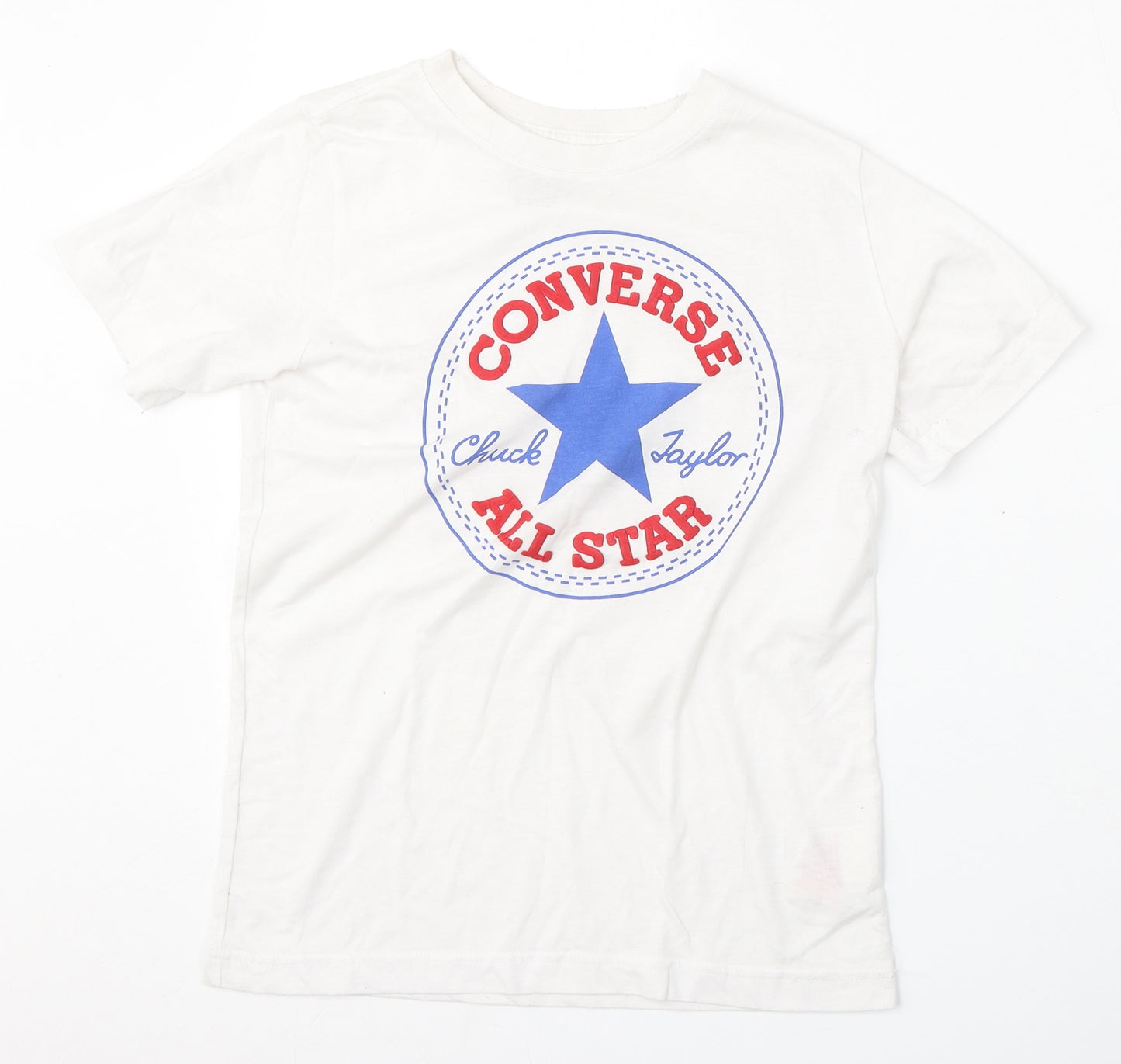 Converse Boys White  Cotton Basic T-Shirt Size 8-9 Years Round Neck