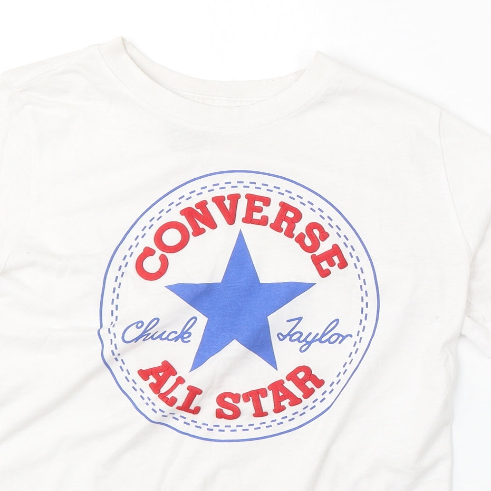 Converse Boys White  Cotton Basic T-Shirt Size 8-9 Years Round Neck