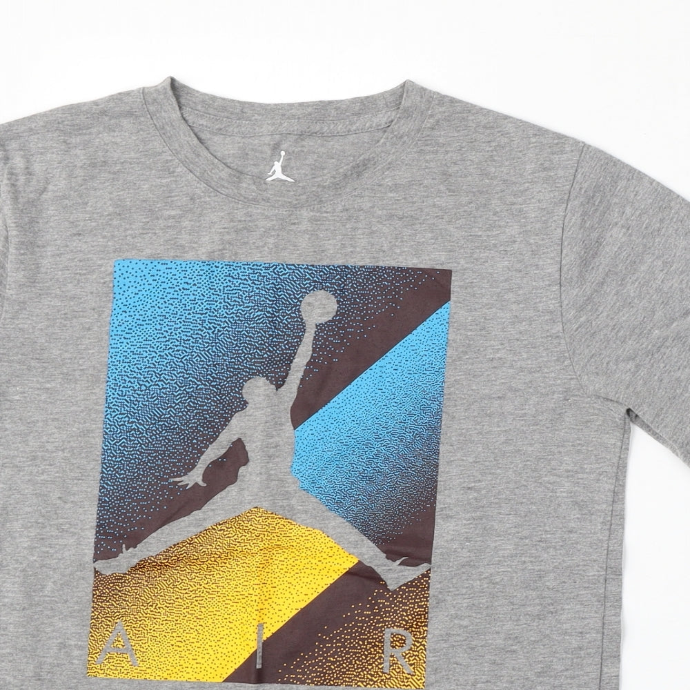 Air Jordan Boys Grey  Cotton Basic T-Shirt Size 12-13 Years Round Neck