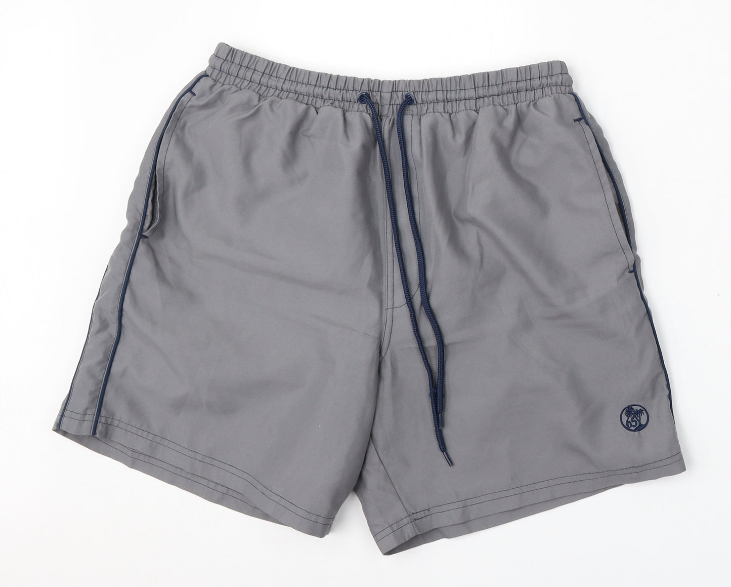 Easy Mens Grey  Polyester Sweat Shorts Size M L7 in Regular Tie