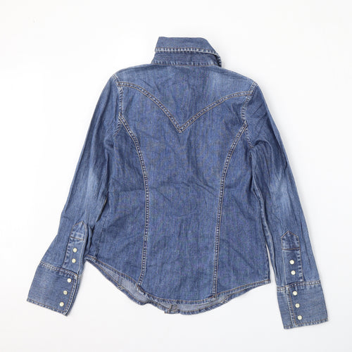 Gap Womens Blue  Cotton Basic Button-Up Size 2XS Collared