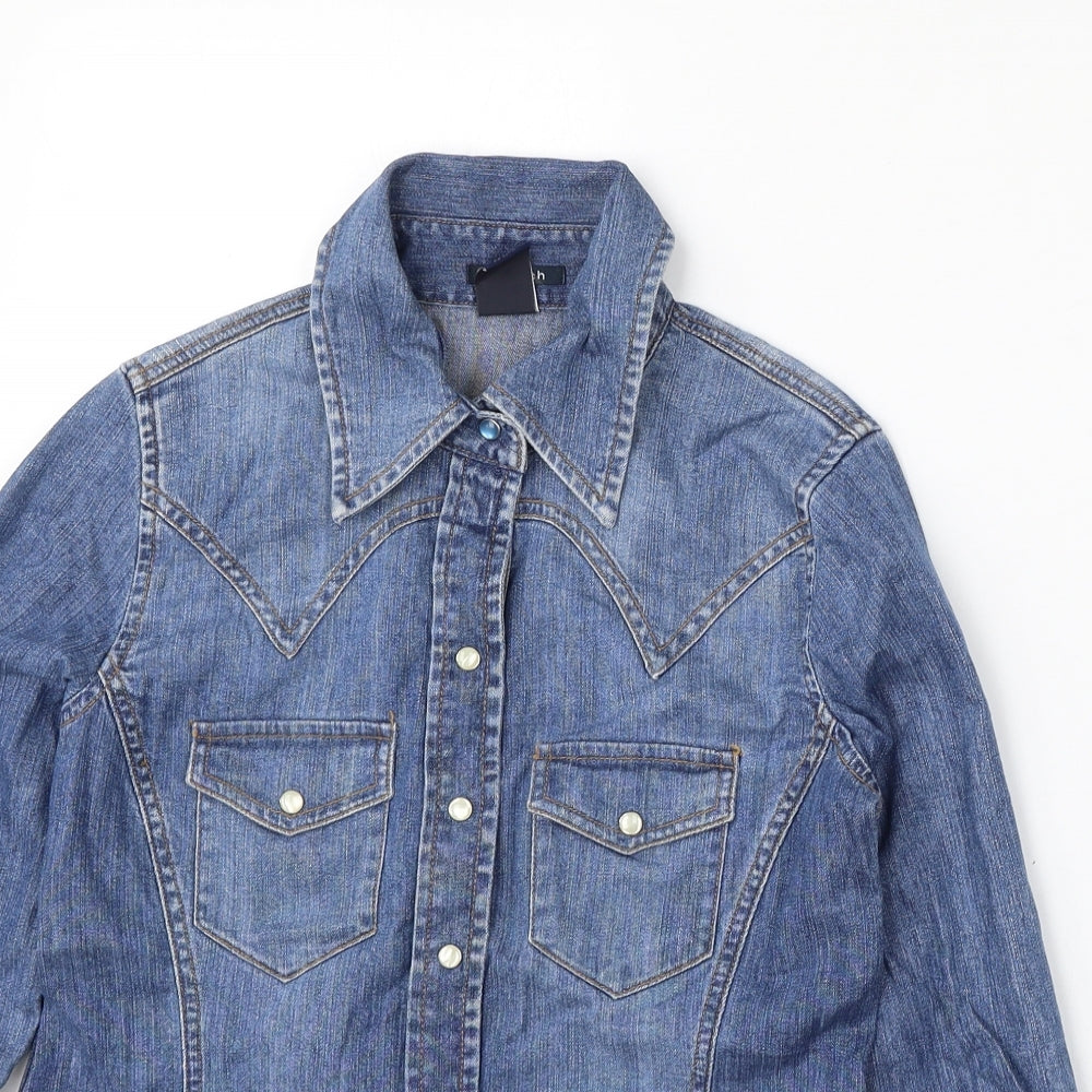 Gap Womens Blue  Cotton Basic Button-Up Size 2XS Collared