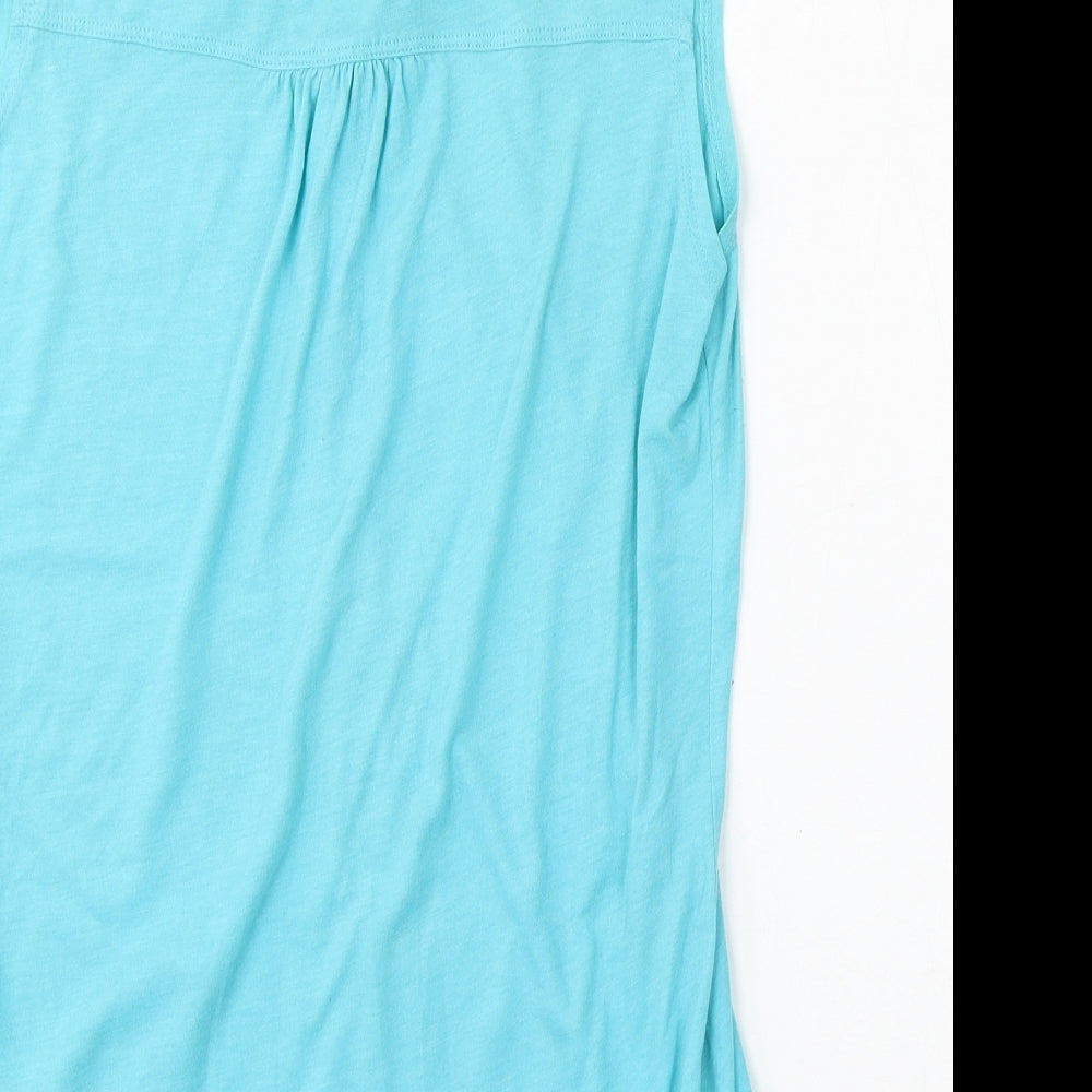 TU Womens Blue  Cotton Basic Tank Size 12 Round Neck