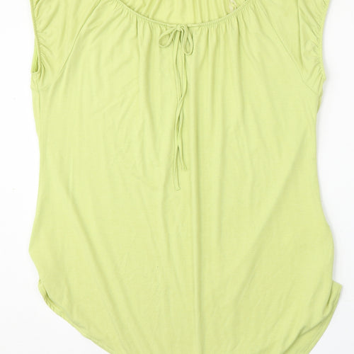 Marks and Spencer Womens Green  Viscose Basic Blouse Size 14 Round Neck