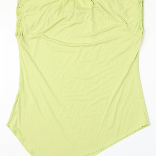 Marks and Spencer Womens Green  Viscose Basic Blouse Size 14 Round Neck