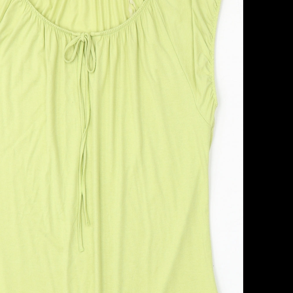 Marks and Spencer Womens Green  Viscose Basic Blouse Size 14 Round Neck