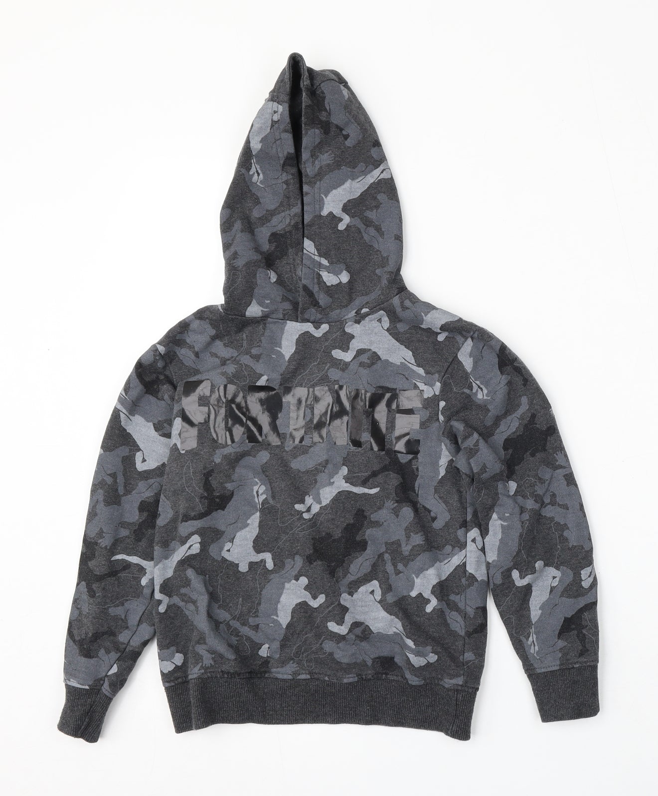 Fortnite Boys Grey Camouflage Cotton Pullover Hoodie Size XS
