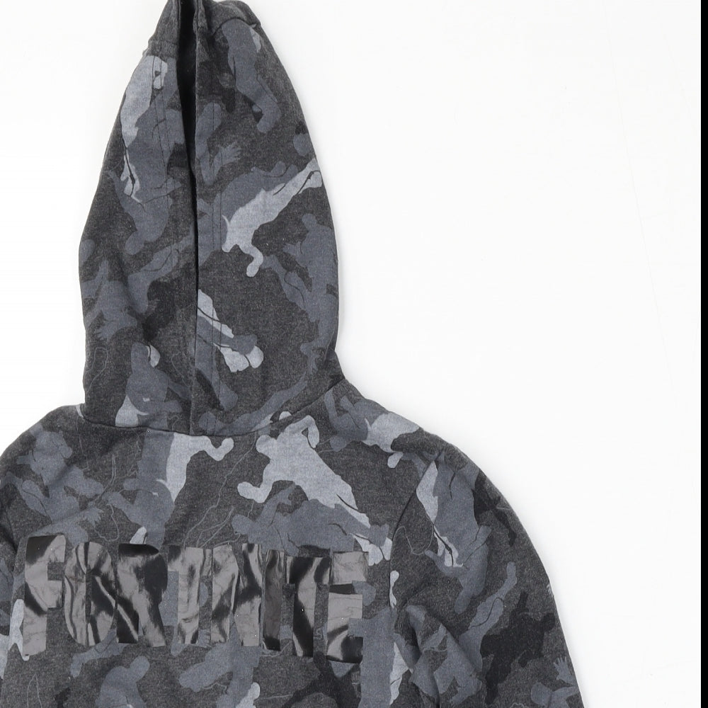 Fortnite Boys Grey Camouflage Cotton Pullover Hoodie Size XS