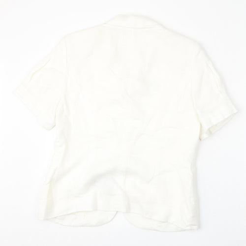 Alex & Co Womens White  Acetate Basic Button-Up Size 14 Collared