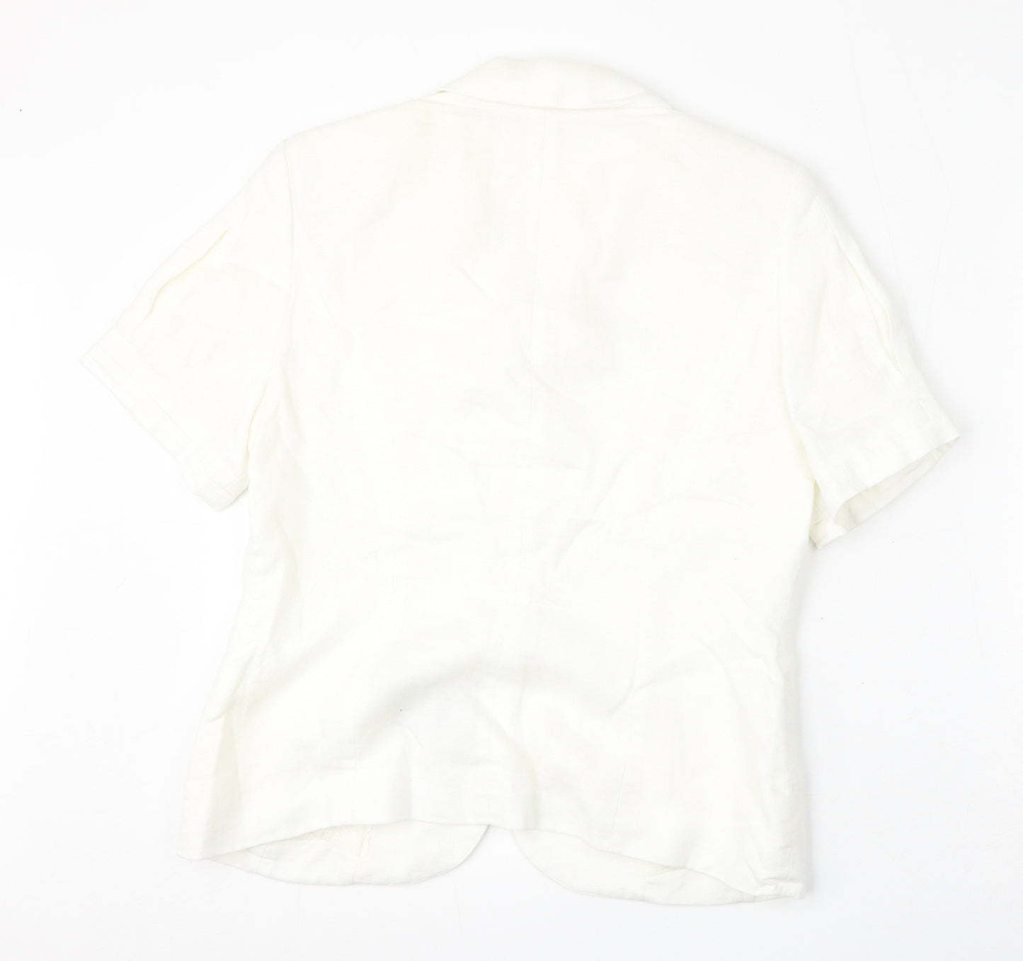 Alex & Co Womens White  Acetate Basic Button-Up Size 14 Collared