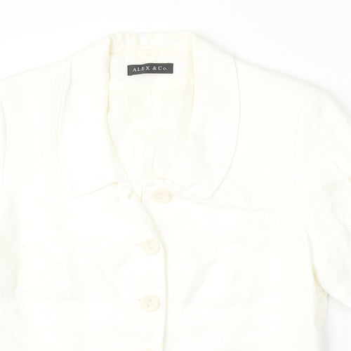 Alex & Co Womens White  Acetate Basic Button-Up Size 14 Collared