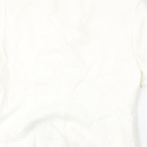 Alex & Co Womens White  Acetate Basic Button-Up Size 14 Collared
