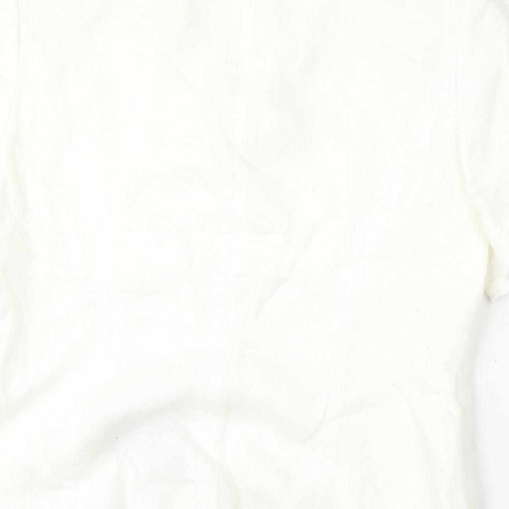 Alex & Co Womens White  Acetate Basic Button-Up Size 14 Collared