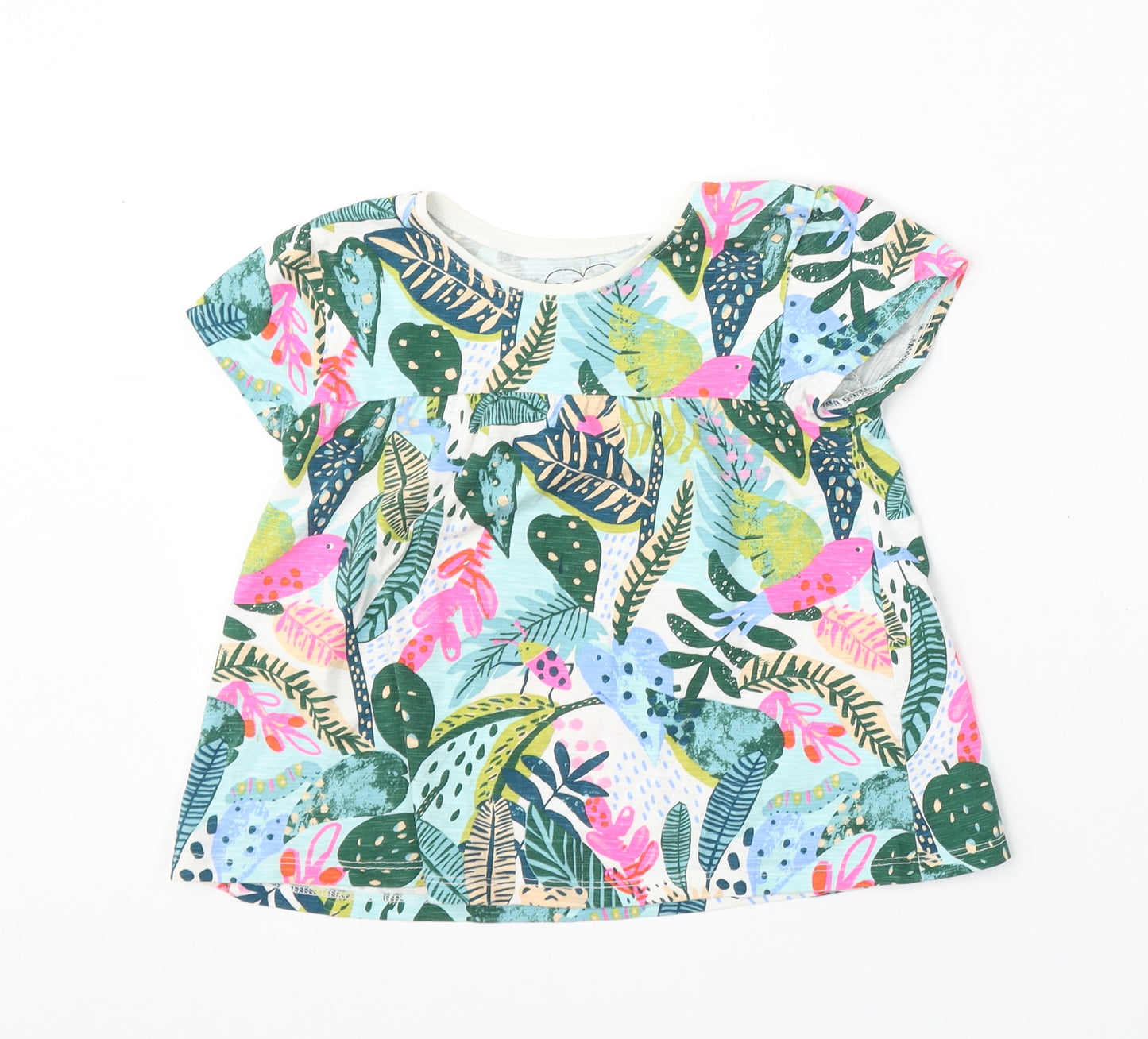 NEXT Girls Multicoloured Floral Cotton Basic Blouse Size 5-6 Years Round Neck