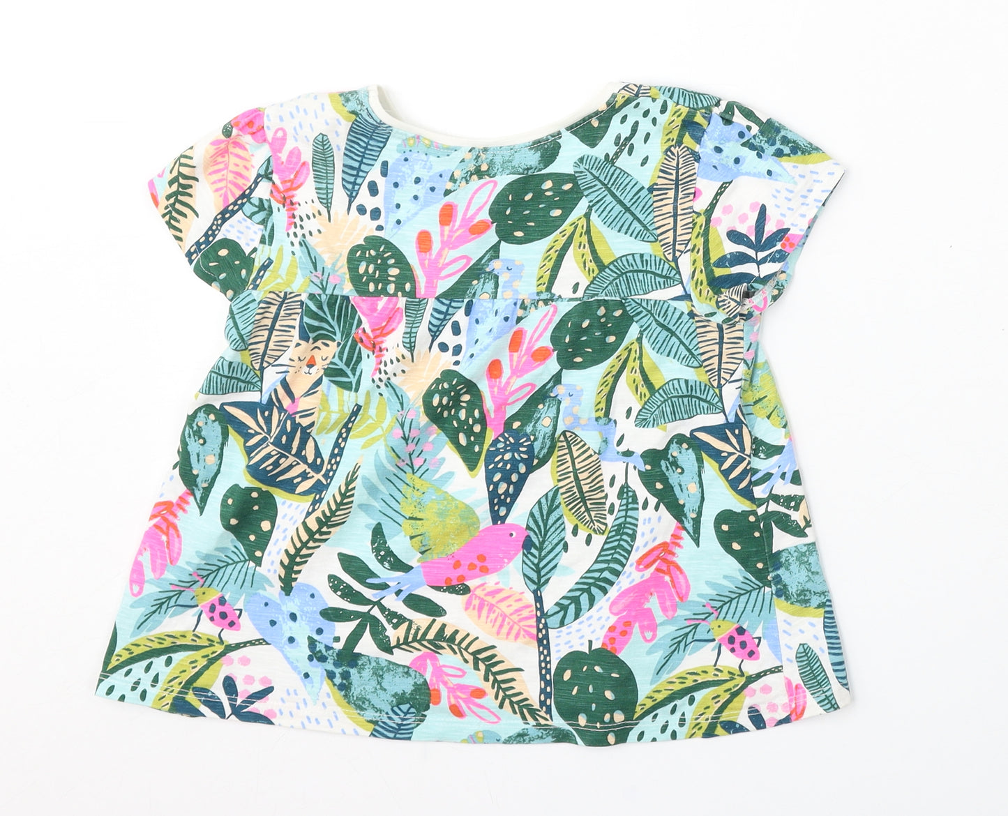 NEXT Girls Multicoloured Floral Cotton Basic Blouse Size 5-6 Years Round Neck