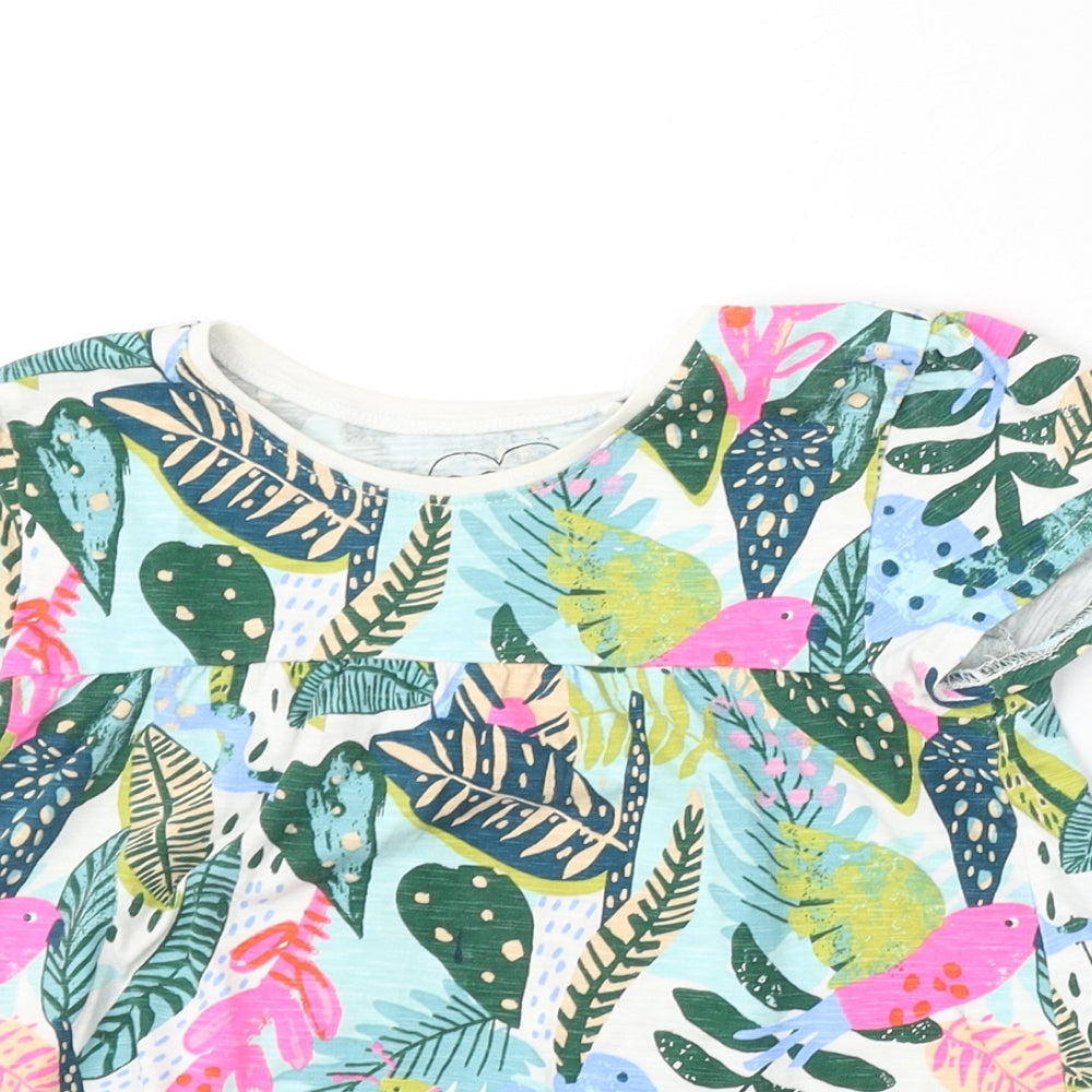 NEXT Girls Multicoloured Floral Cotton Basic Blouse Size 5-6 Years Round Neck