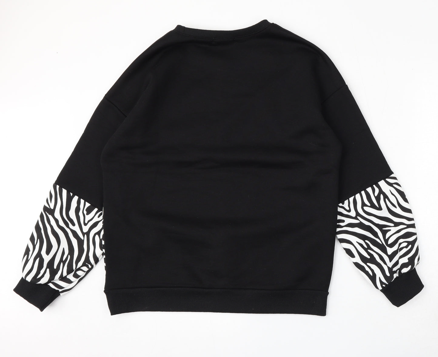 QED London Womens Black Animal Print Polyester Pullover Sweatshirt Size L
