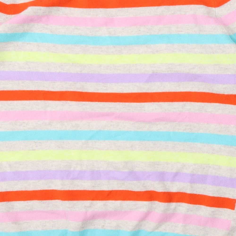 PURE Collection Womens Multicoloured Round Neck Striped Cashmere Pullover Jumper Size 12