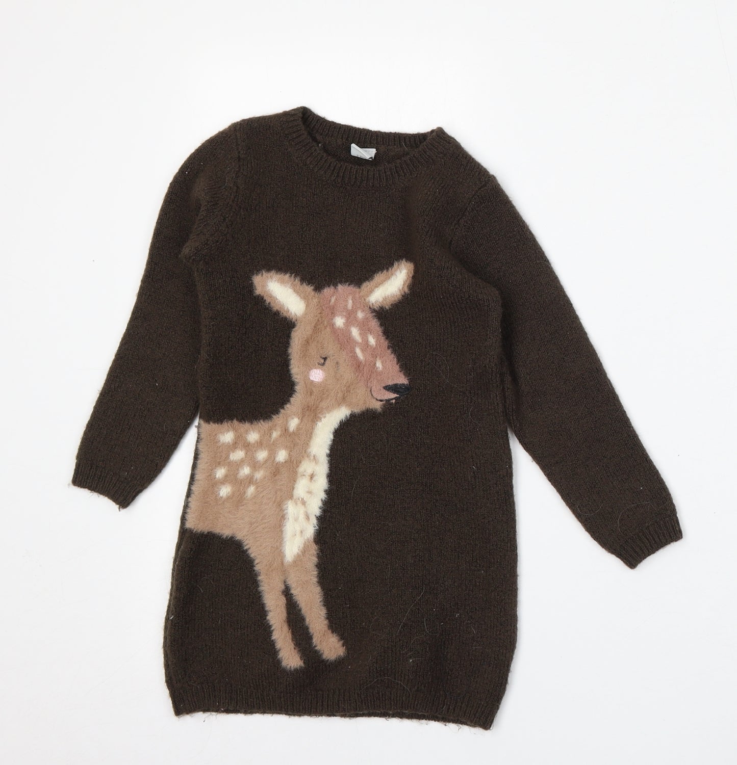 TU Girls Brown Round Neck  Polyester Pullover Jumper Size 2-3 Years