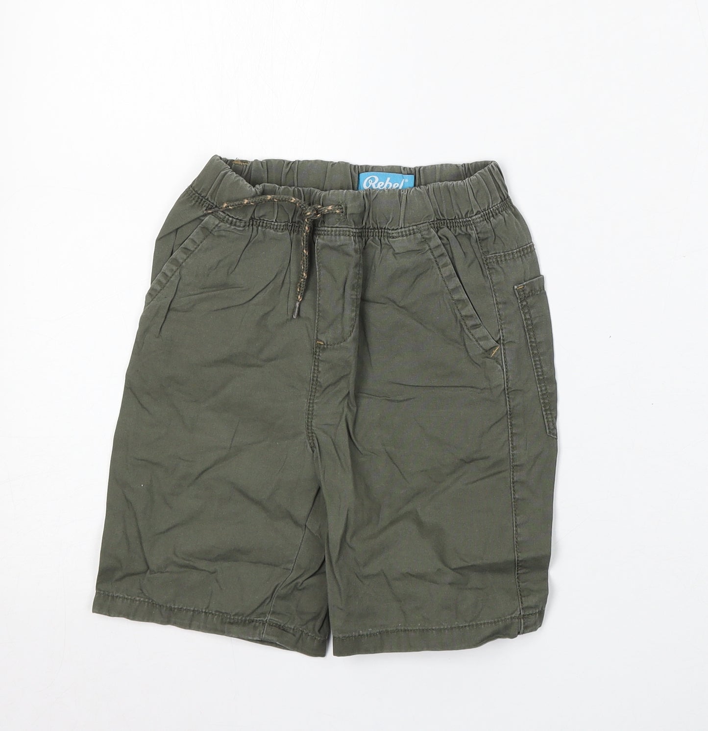 Rebel  Boys Green  Cotton Cargo Shorts Size 3-4 Years  Regular