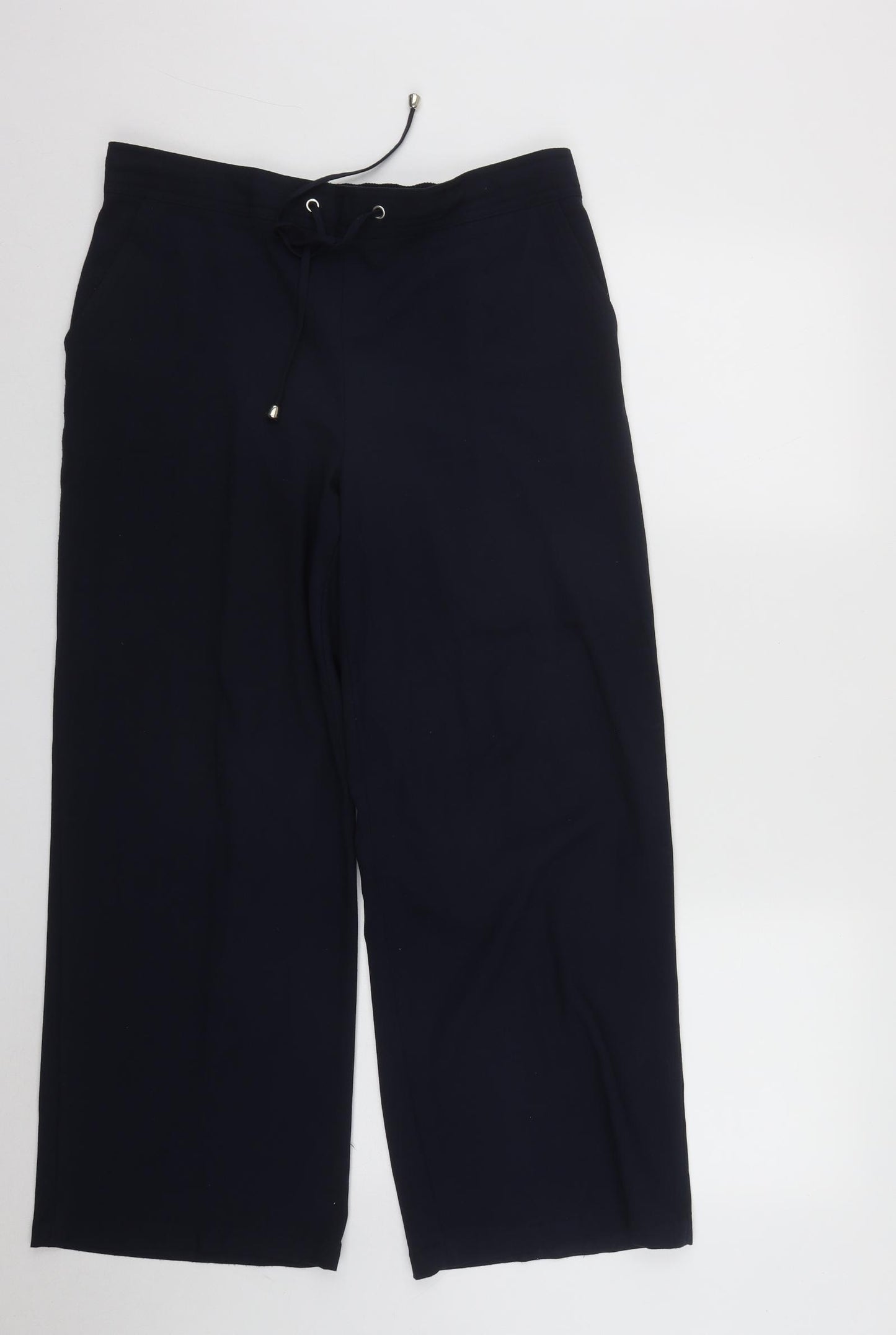 Papaya Womens Blue  Polyester Trousers  Size 14 L26 in Regular Drawstring