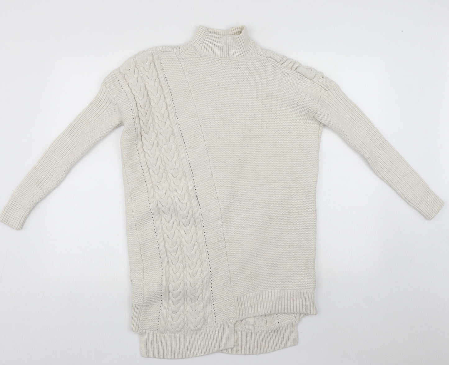 River Island Womens Beige High Neck  Acrylic Pullover Jumper Size XS