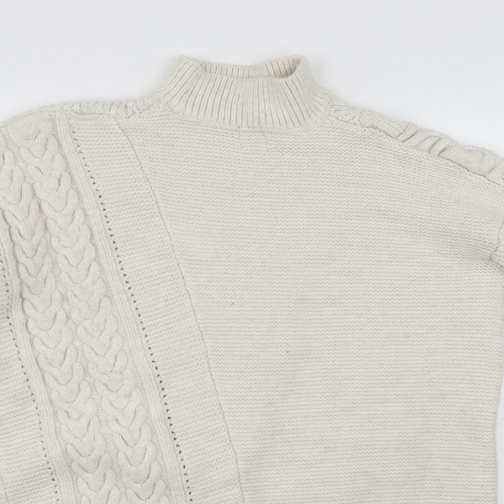 River Island Womens Beige High Neck  Acrylic Pullover Jumper Size XS