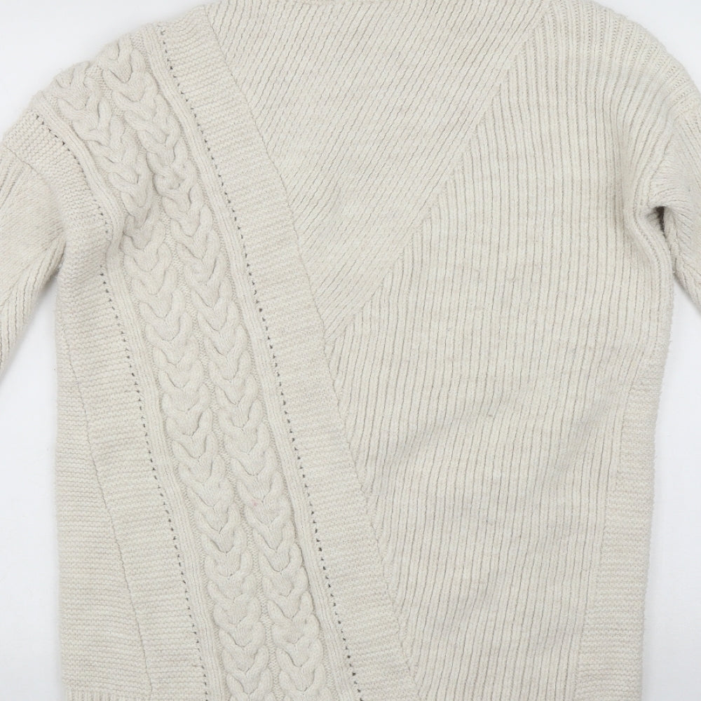 River Island Womens Beige High Neck  Acrylic Pullover Jumper Size XS