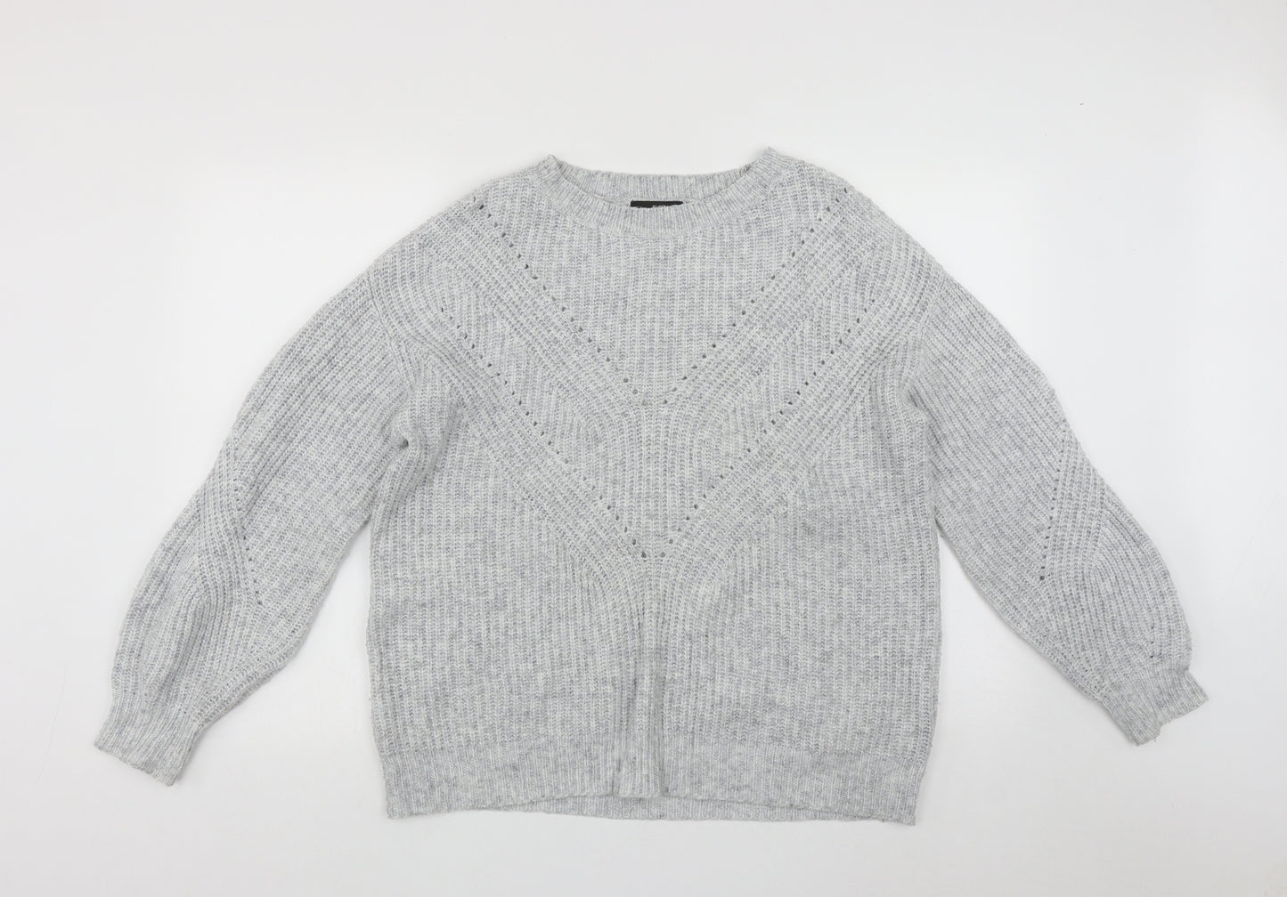 F&F Womens Grey Scoop Neck  Polyester Pullover Jumper Size 12