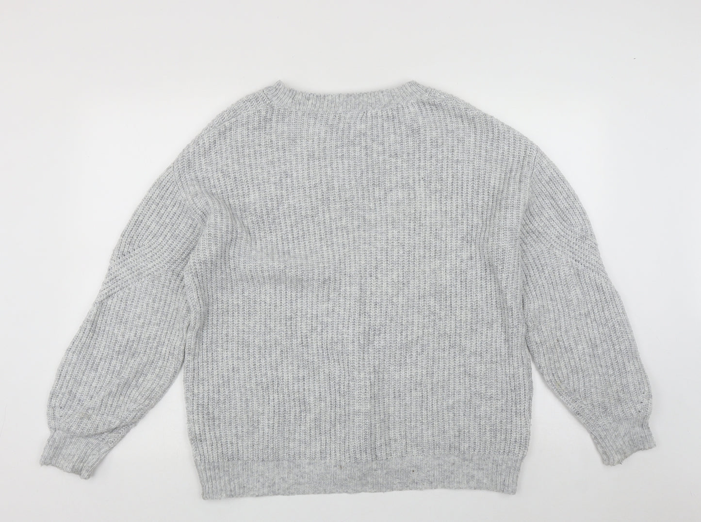 F&F Womens Grey Scoop Neck  Polyester Pullover Jumper Size 12