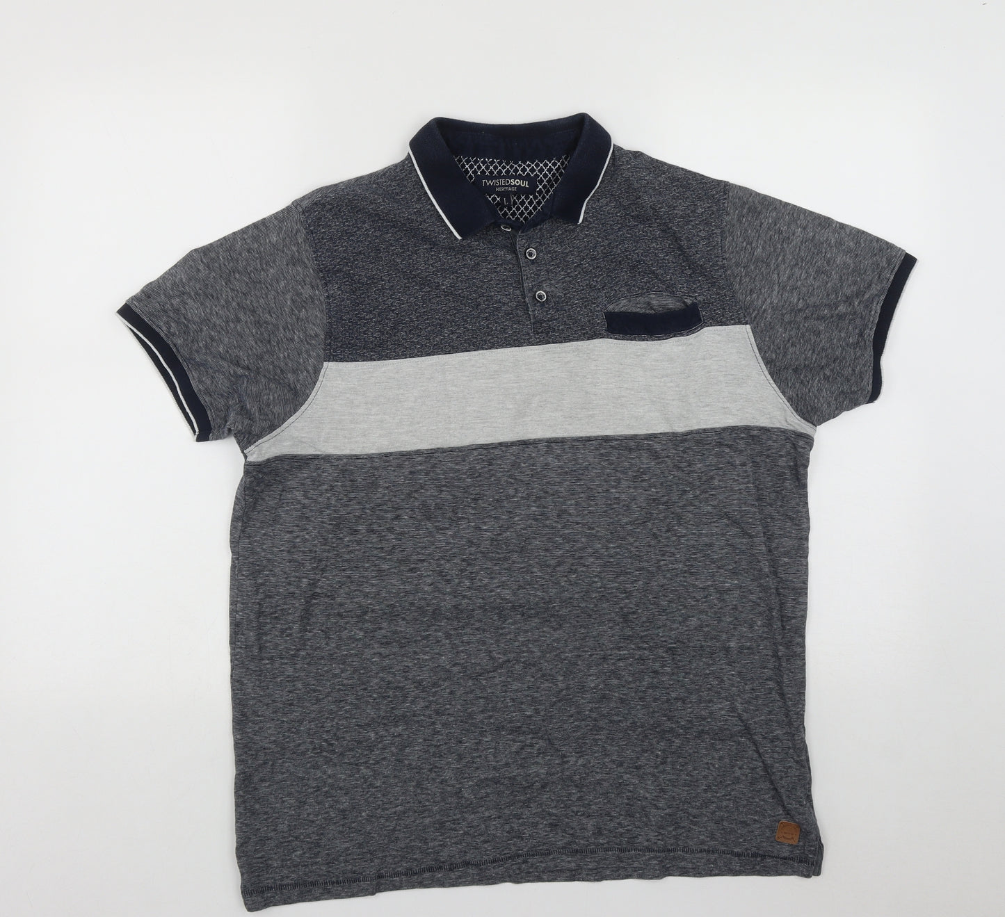 Twisted Soul Mens Multicoloured  Cotton  Polo Size L Collared Button