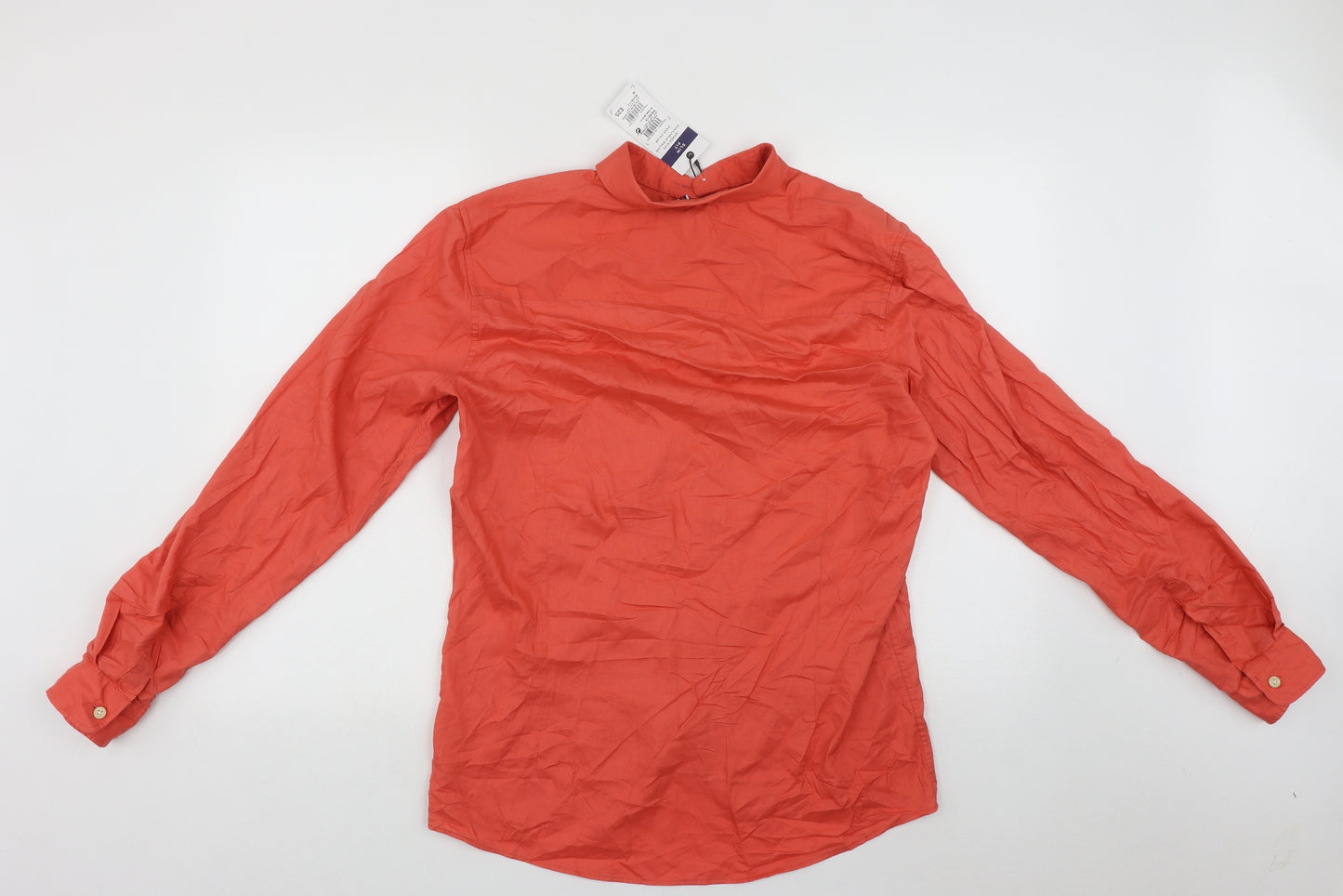 NEXT Mens Orange  Cotton  Button-Up Size M Collared Button