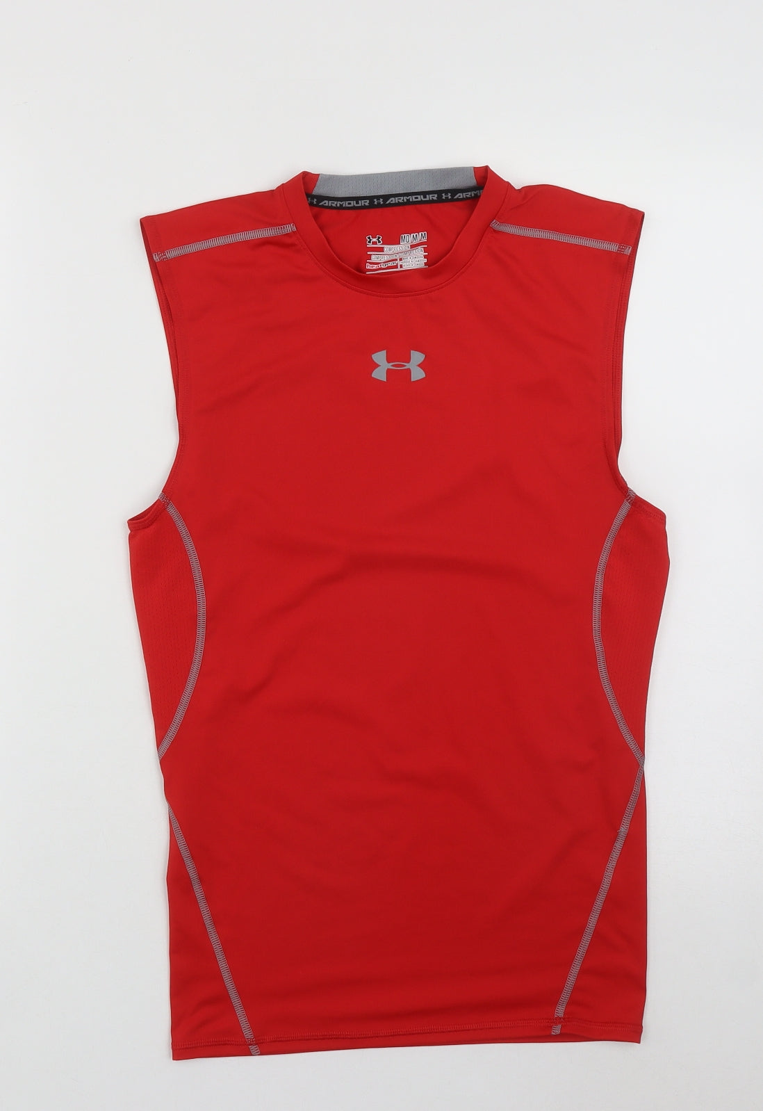 Under armour Mens Red  Polyester Basic Tank Size S Roll Neck