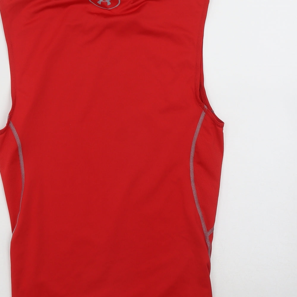 Under armour Mens Red  Polyester Basic Tank Size S Roll Neck