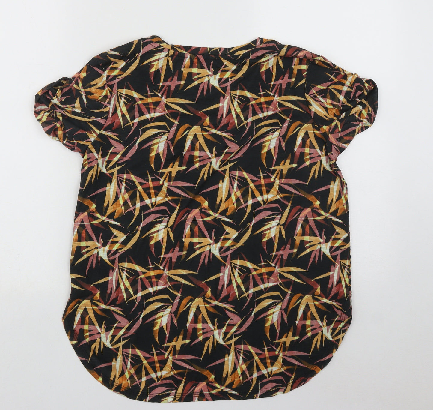 NEXT Womens Multicoloured Geometric Polyester Basic T-Shirt Size 14 V-Neck