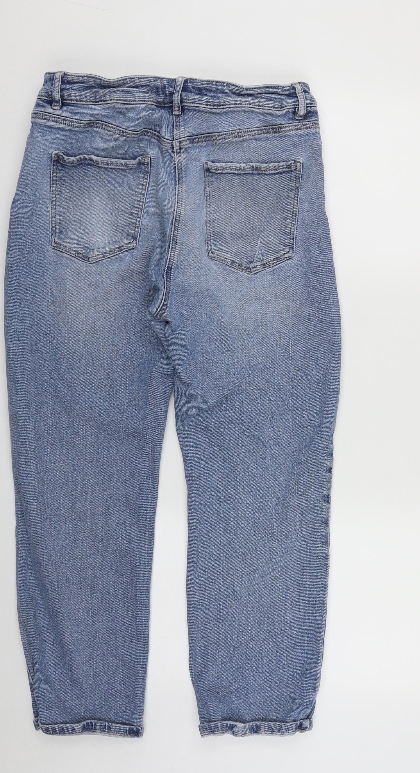 NEXT Womens Blue  Cotton Straight Jeans Size 14 L25 in Regular Zip