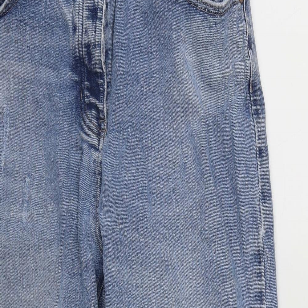 NEXT Womens Blue  Cotton Straight Jeans Size 14 L25 in Regular Zip