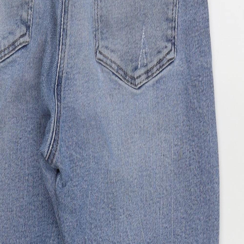 NEXT Womens Blue  Cotton Straight Jeans Size 14 L25 in Regular Zip
